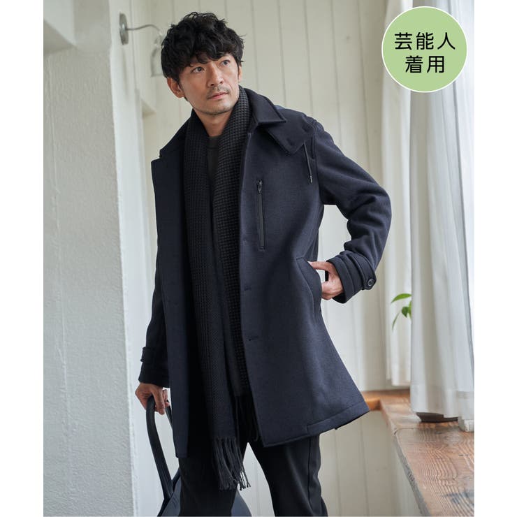 ネイビーブルー | 【芸能人着用】ウールライクニットステンカラーコート | ikka 