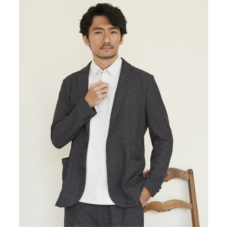 ネイビーブルー | 【セットアップ対応／イージーケア】GOKU楽ワーク メランジライトジャケット | ikka 