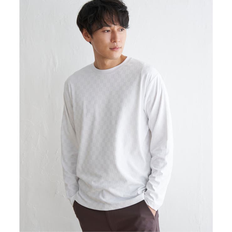 ホワイト | リンクスジャガード市松ロンT | ikka 