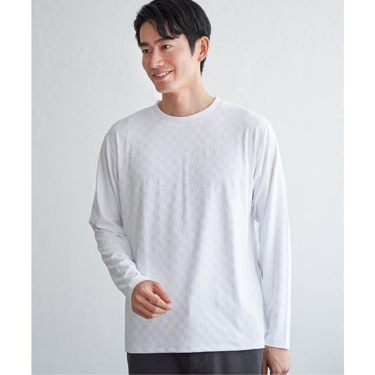 ホワイト | リンクスジャカード市松ロンT | ikka 