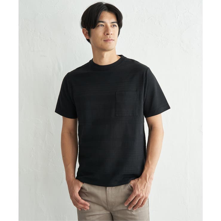 ブラック | 冷感リップルボーダーT | ikka 
