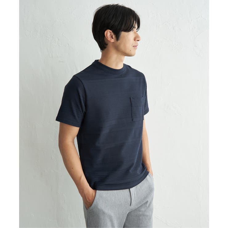 ネイビーブルー | 冷感リップルボーダーT | ikka 