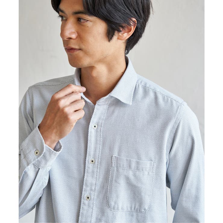 ホワイト | デニムライクスイスカラーシャツ | ikka 