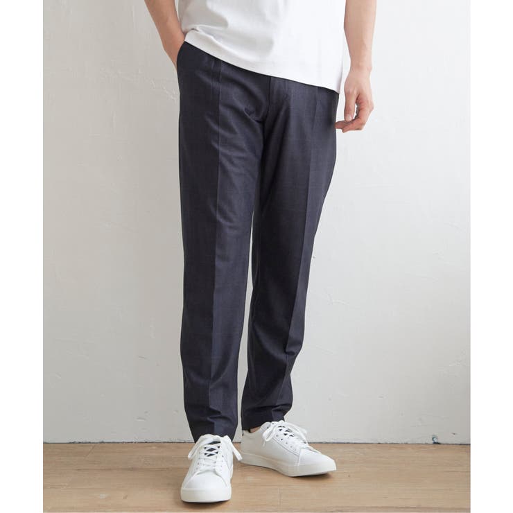 ネイビー | 【セットアップ対応】メッシュチェックイージーパンツ | ikka 