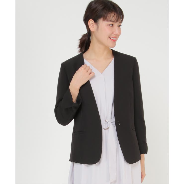 大人気✨ベイジ　 LUIZAノーカラージャケット　ウォッシャブル　ブラック　M BEIGE，(ベイジ，)｜LUIZA（ルイーザ）/ノーカラージャケット