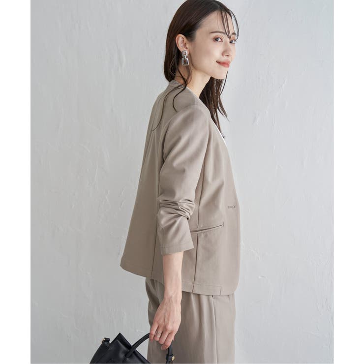 【洗濯機で洗える／セットアップ対応】GOKU楽カットソーノーカラージャケット | ikka  | 詳細画像8 