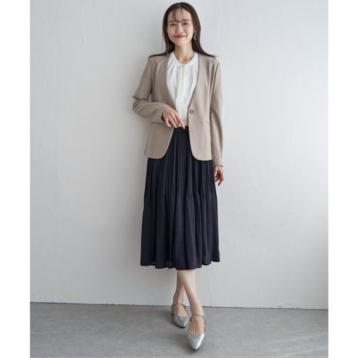 【洗濯機で洗える／セットアップ対応】GOKU楽カットソーノーカラージャケット | ikka  | 詳細画像11 