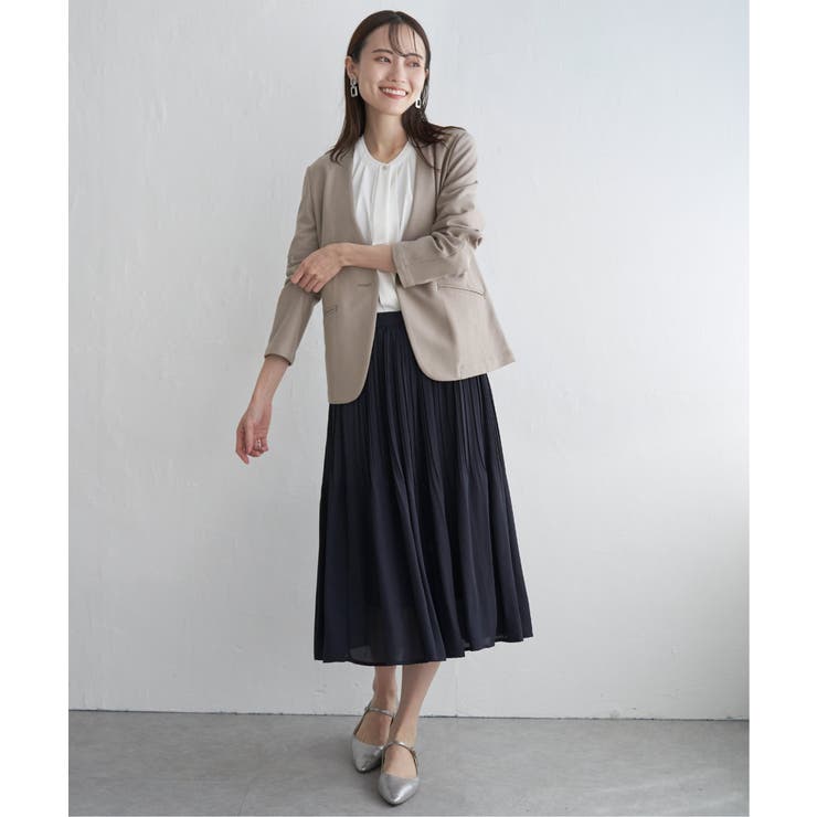 【洗濯機で洗える／セットアップ対応】GOKU楽カットソーノーカラージャケット | ikka  | 詳細画像12 