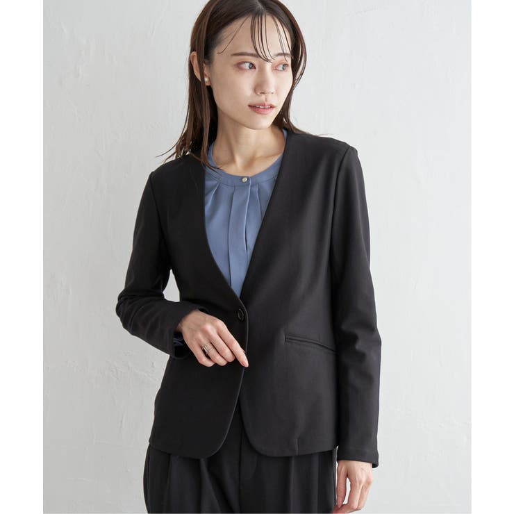 【洗濯機で洗える／セットアップ対応】GOKU楽カットソーノーカラージャケット | ikka  | 詳細画像13 