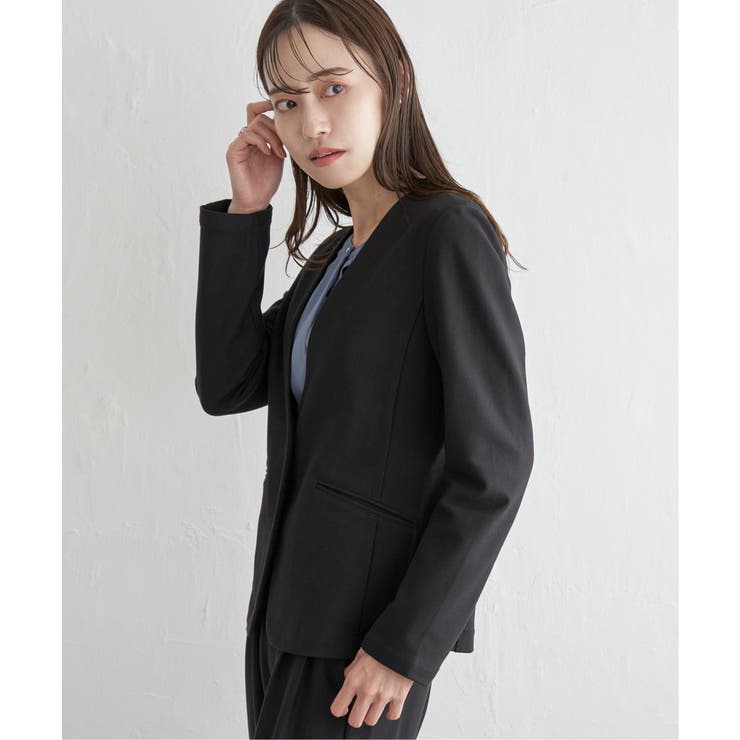 【洗濯機で洗える／セットアップ対応】GOKU楽カットソーノーカラージャケット | ikka  | 詳細画像14 