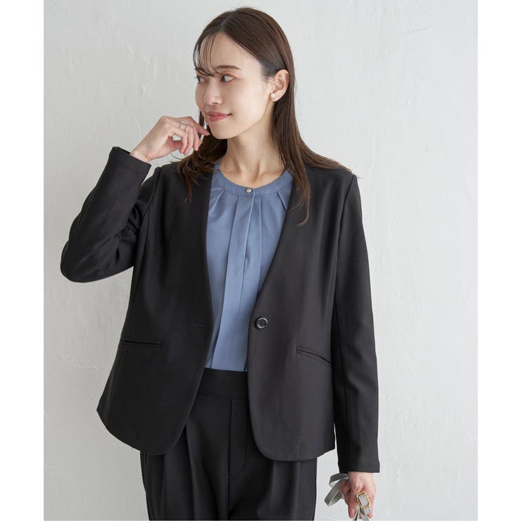 【洗濯機で洗える／セットアップ対応】GOKU楽カットソーノーカラージャケット | ikka  | 詳細画像15 