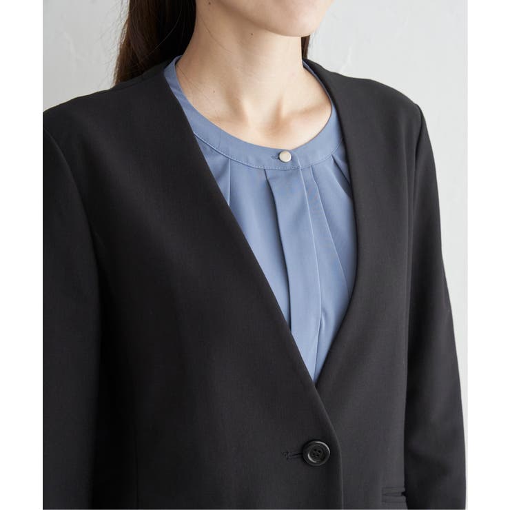 【洗濯機で洗える／セットアップ対応】GOKU楽カットソーノーカラージャケット | ikka  | 詳細画像18 