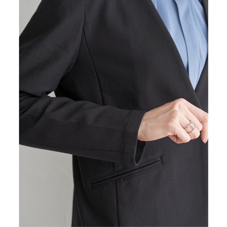 【洗濯機で洗える／セットアップ対応】GOKU楽カットソーノーカラージャケット | ikka  | 詳細画像19 