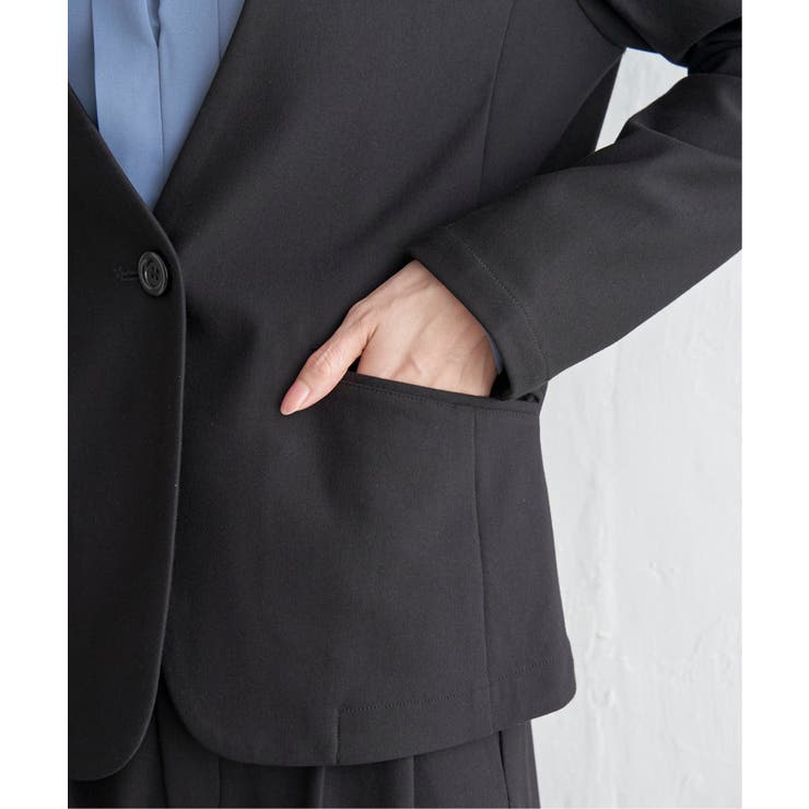 【洗濯機で洗える／セットアップ対応】GOKU楽カットソーノーカラージャケット | ikka  | 詳細画像20 