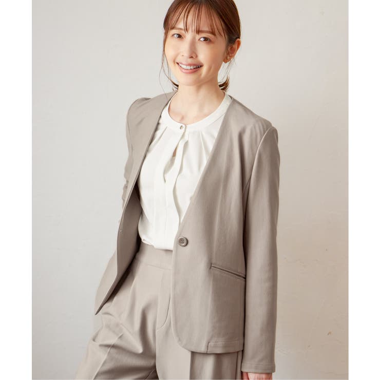 【洗濯機で洗える／セットアップ対応】GOKU楽カットソーノーカラージャケット | ikka  | 詳細画像2 