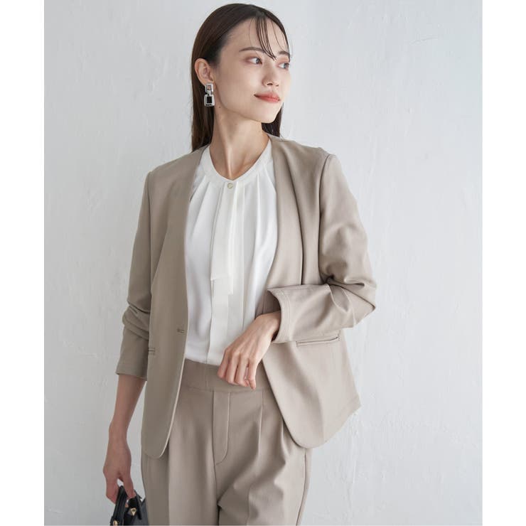 【洗濯機で洗える／セットアップ対応】GOKU楽カットソーノーカラージャケット | ikka  | 詳細画像7 