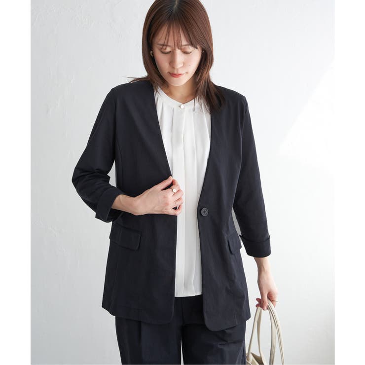 【セットアップ対応】GOKU楽ワークノーカラージャケット | ikka  | 詳細画像1 