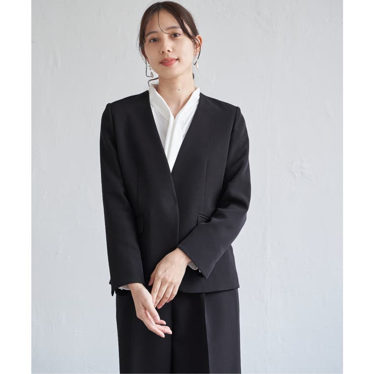 【洗濯機で洗える／セットアップ対応】ウォッシャブルVネックジャケット | ikka  | 詳細画像7 