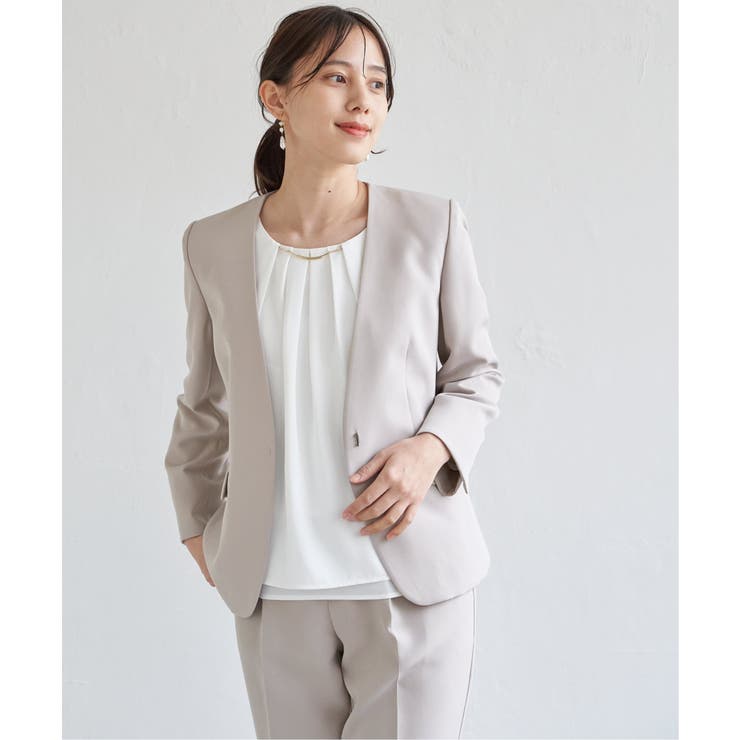 【洗濯機で洗える／セットアップ対応】ウォッシャブルVネックジャケット | ikka  | 詳細画像10 