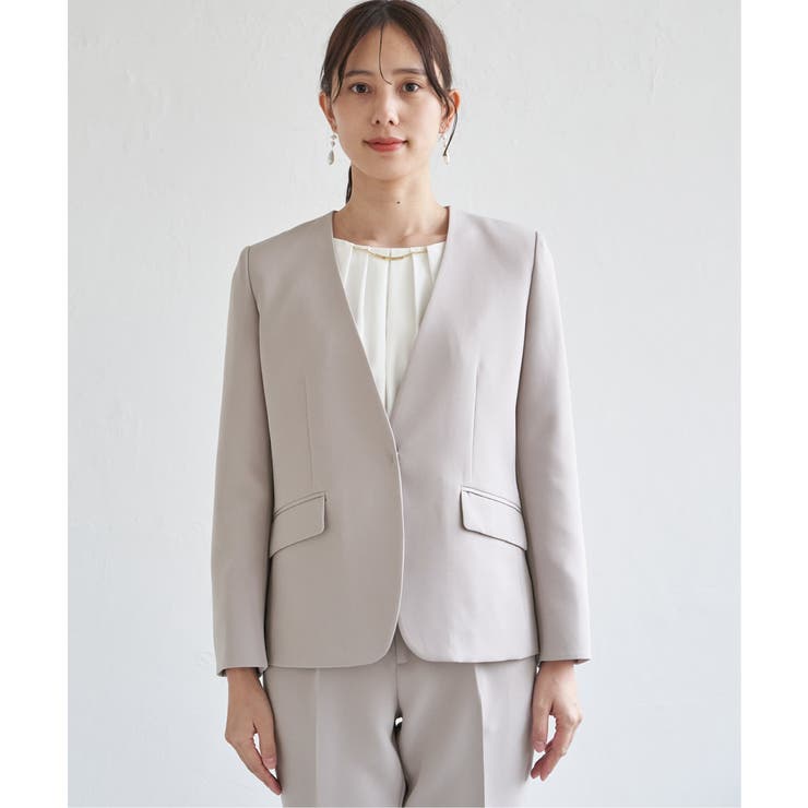 【洗濯機で洗える／セットアップ対応】ウォッシャブルVネックジャケット | ikka  | 詳細画像18 