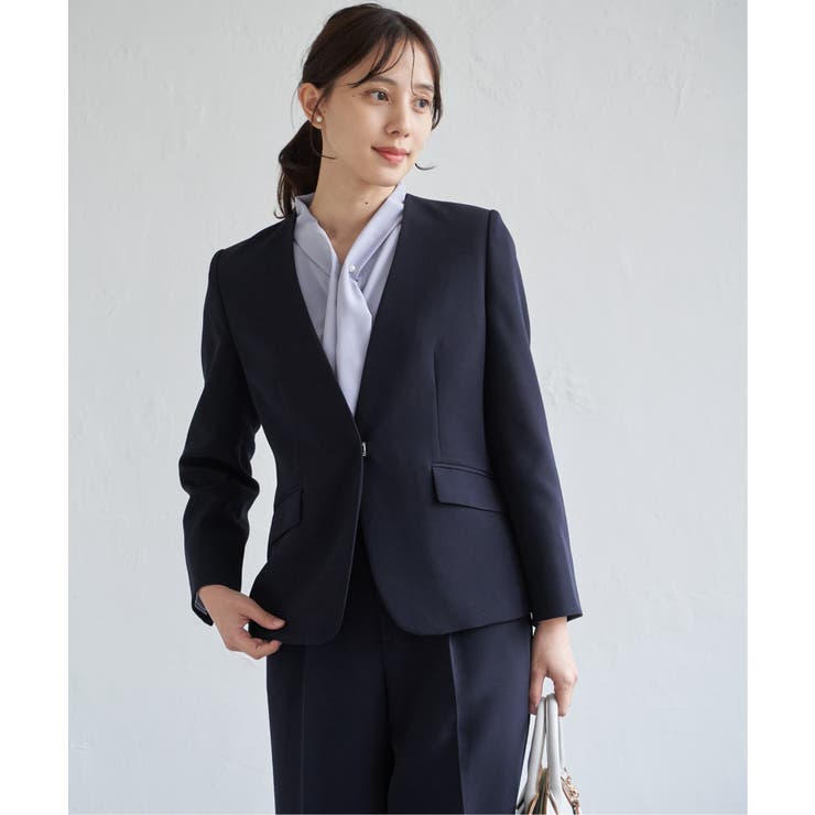 【洗濯機で洗える／セットアップ対応】ウォッシャブルVネックジャケット | ikka  | 詳細画像1 