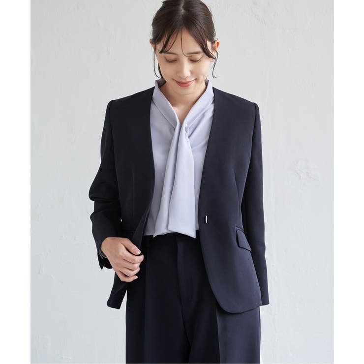 【洗濯機で洗える／セットアップ対応】ウォッシャブルVネックジャケット | ikka  | 詳細画像2 