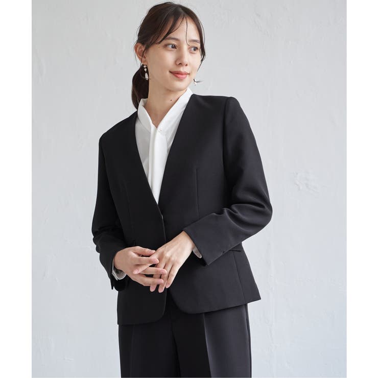 【洗濯機で洗える／セットアップ対応】ウォッシャブルVネックジャケット | ikka  | 詳細画像6 