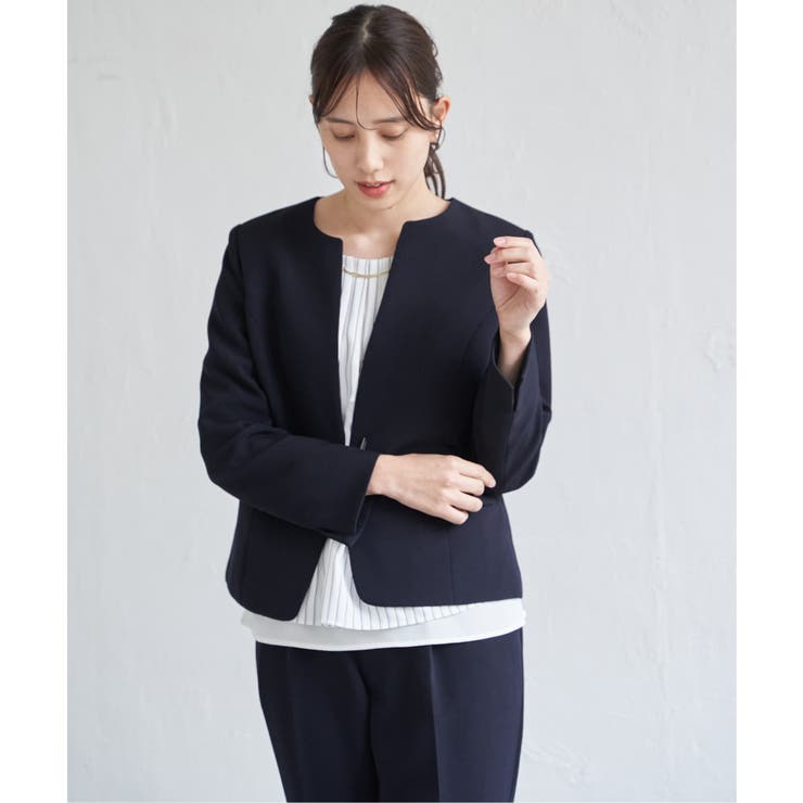 【洗濯機で洗える／セットアップ対応】ウォッシャブルキーネックジャケット | ikka  | 詳細画像8 