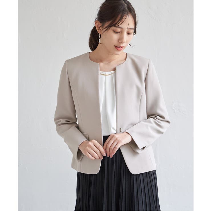 【洗濯機で洗える／セットアップ対応】ウォッシャブルキーネックジャケット | ikka  | 詳細画像14 