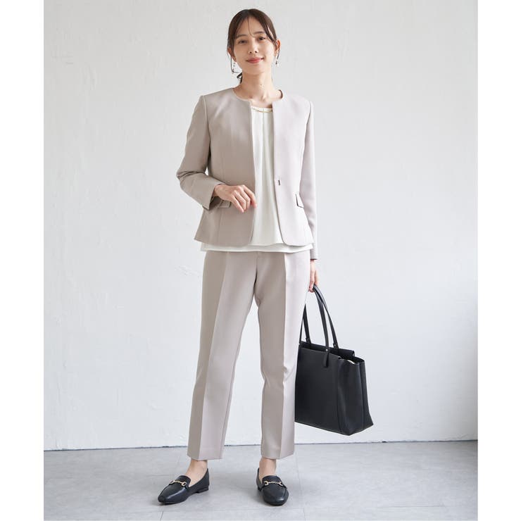 【洗濯機で洗える／セットアップ対応】ウォッシャブルキーネックジャケット | ikka  | 詳細画像15 