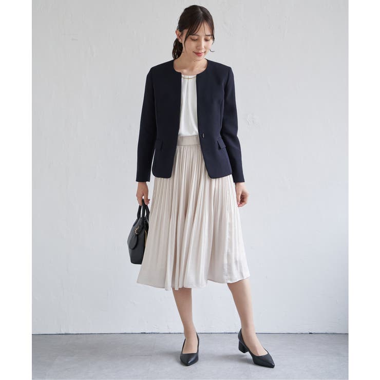 【洗濯機で洗える／セットアップ対応】ウォッシャブルキーネックジャケット | ikka  | 詳細画像4 