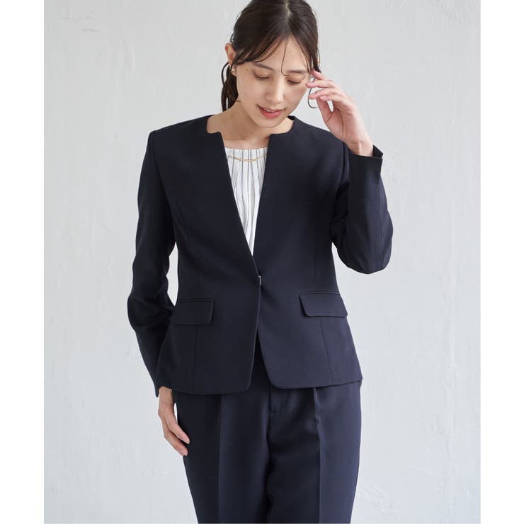 【洗濯機で洗える／セットアップ対応】ウォッシャブルキーネックジャケット | ikka  | 詳細画像5 