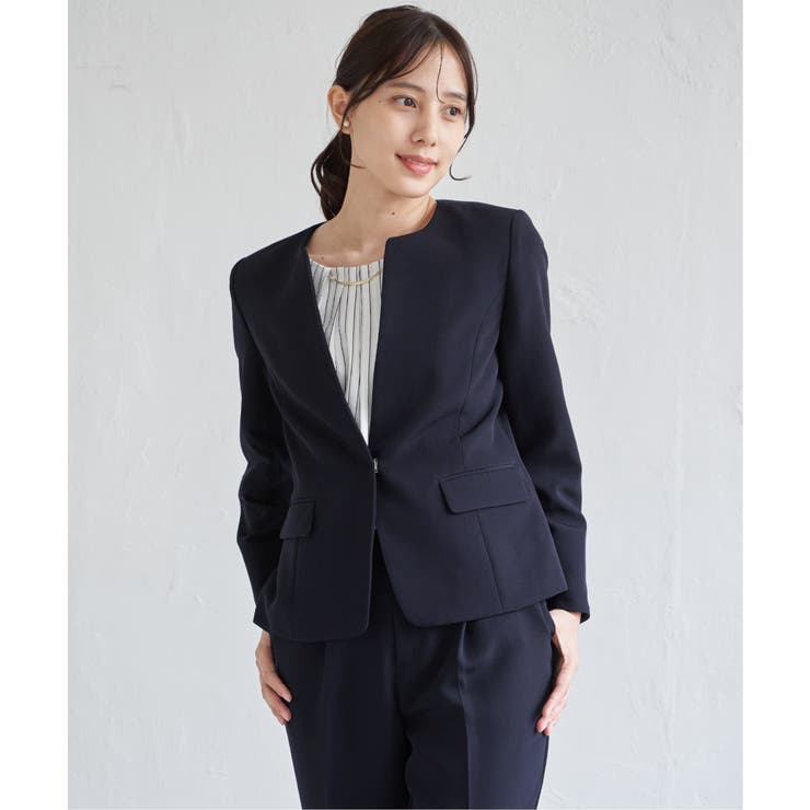 【洗濯機で洗える／セットアップ対応】ウォッシャブルキーネックジャケット | ikka  | 詳細画像6 