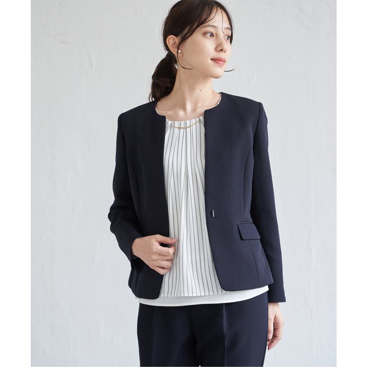 【洗濯機で洗える／セットアップ対応】ウォッシャブルキーネックジャケット | ikka  | 詳細画像7 