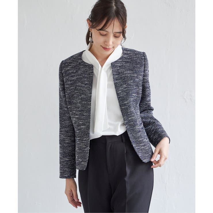 ネイビーブルー | 【フォーマル対応】ファンシーツイードジャケット | ikka 