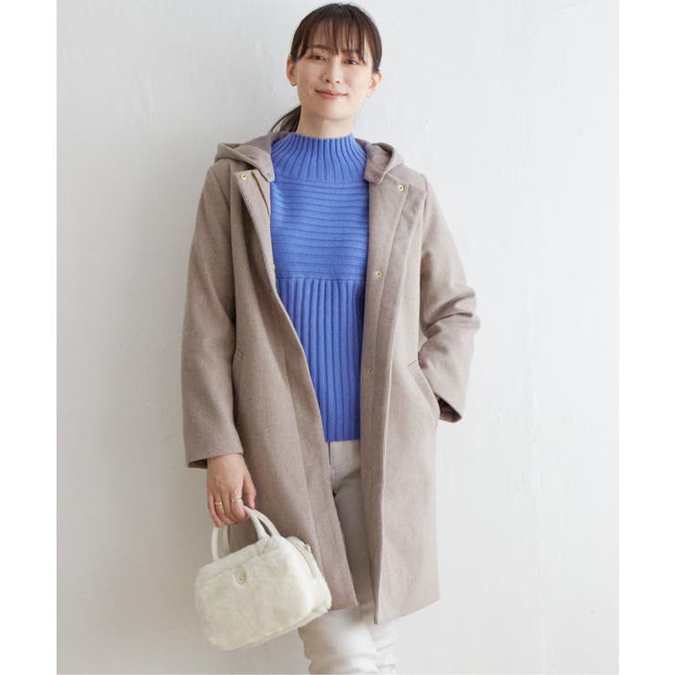 コーヒー | ウールライクフード取り外しコート | ikka 