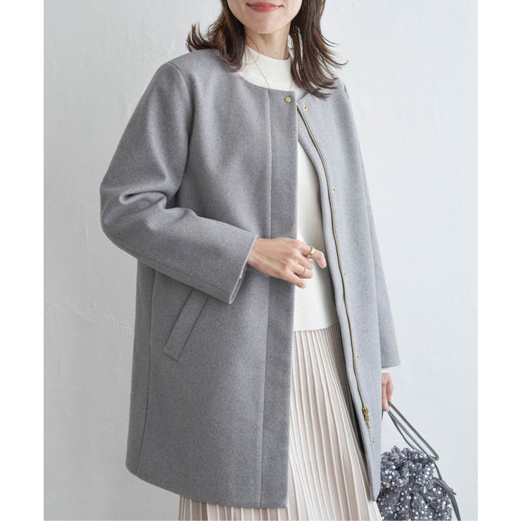 ウールライクストレッチフードコート[品番：IKAW0021424]｜ikka