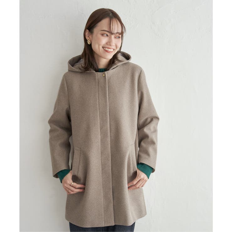 ウールライクストレッチフードコート | ikka  | 詳細画像24 