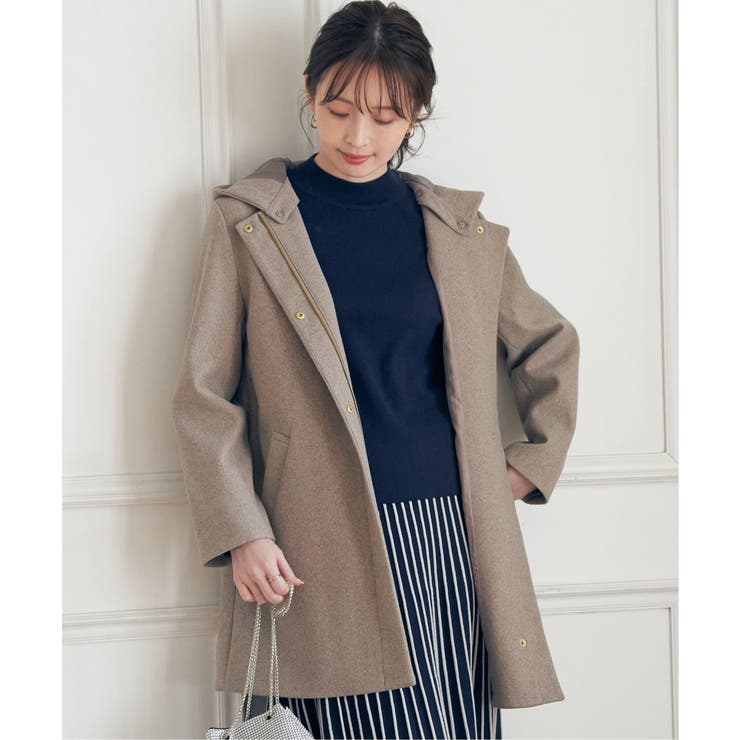 ウールライクストレッチフードコート | ikka  | 詳細画像3 