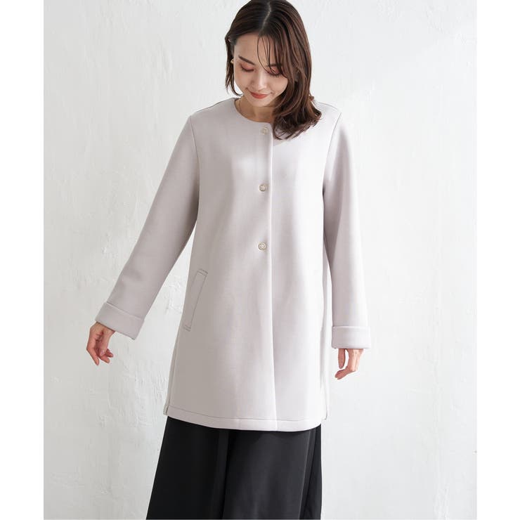 ダンボールニットノーカラーコート | ikka  | 詳細画像24 