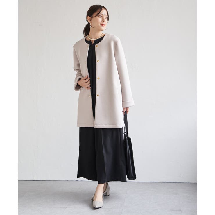 ダンボールニットノーカラーコート | ikka  | 詳細画像9 