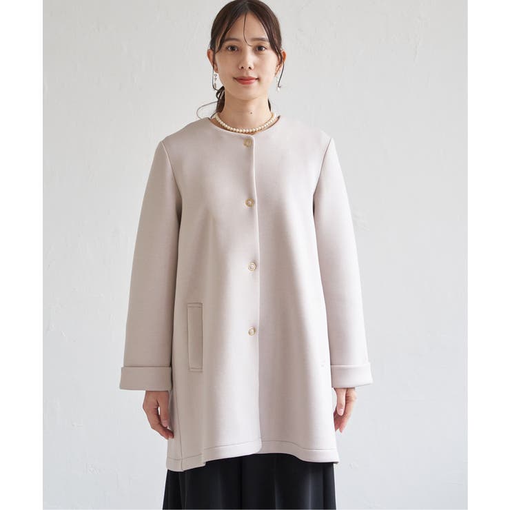 ダンボールニットノーカラーコート | ikka  | 詳細画像14 