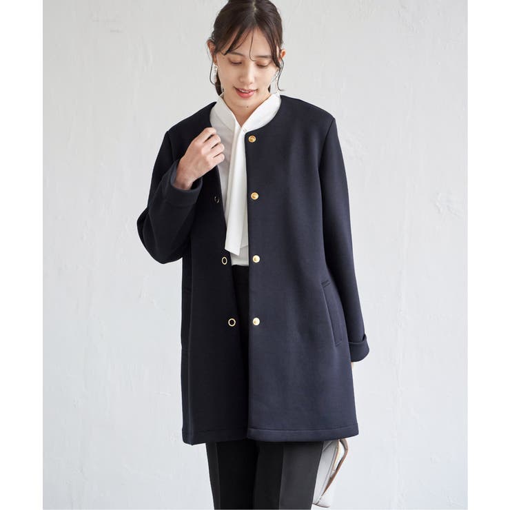 ダンボールニットノーカラーコート | ikka  | 詳細画像2 