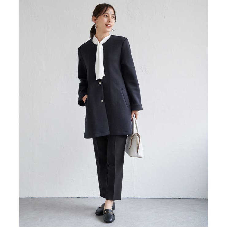 ダンボールニットノーカラーコート | ikka  | 詳細画像4 