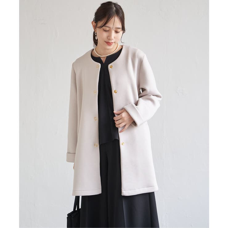 ダンボールニットノーカラーコート | ikka  | 詳細画像7 