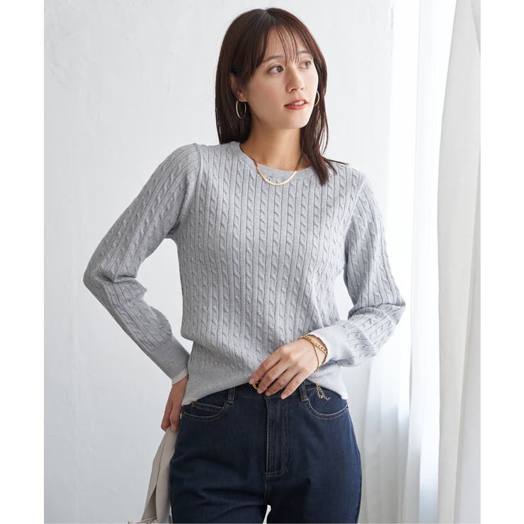 シルバー | ミニケーブルニットプルオーバー | ikka 