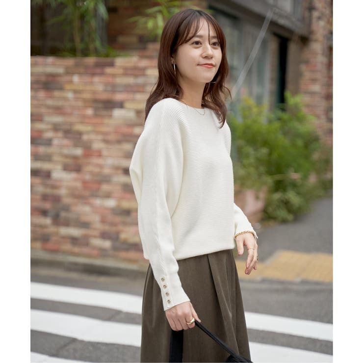 オフホワイト | 横リブドルマンラメニットプルオーバー | ikka 