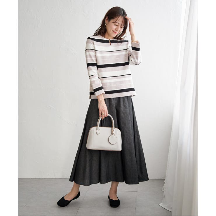 リップルボーダーキーネックプルオーバー | ikka  | 詳細画像8 