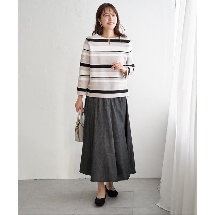 リップルボーダーキーネックプルオーバー | ikka  | 詳細画像9 