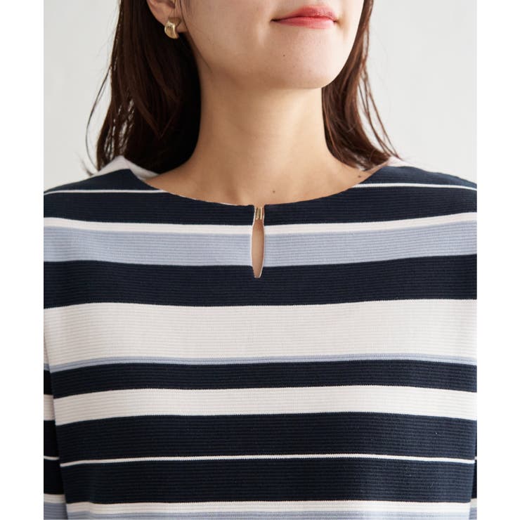 リップルボーダーキーネックプルオーバー | ikka  | 詳細画像13 